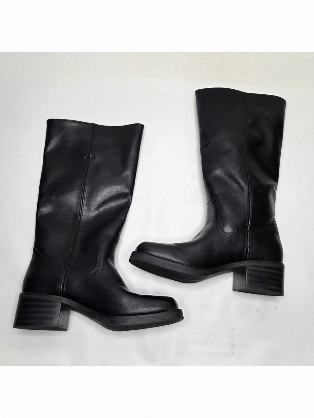 Frye and Co. Miranda 14 Boot Women 9M Stacked Heel Black Vegan Western Knee High - Picture 4 of 10